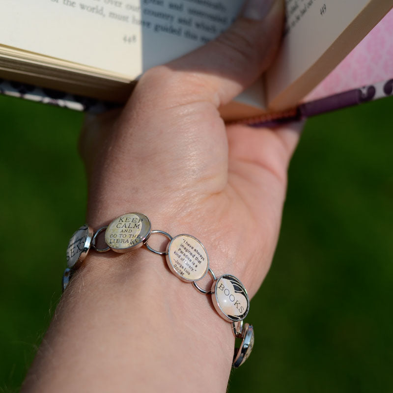 I Love Coffee - Custom Glass Charm Bracelet with Coffee Cup Charm