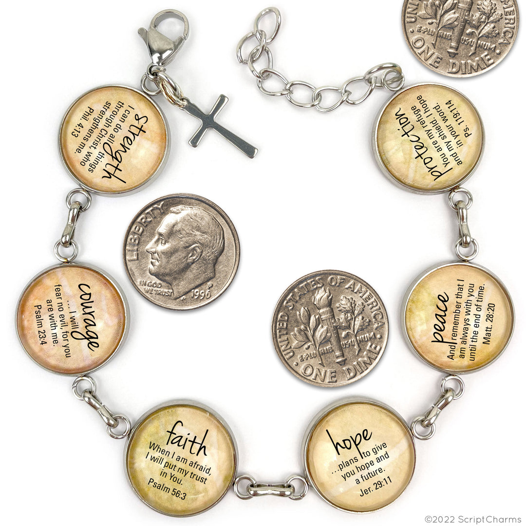 Words of Hope & Scriptures Bracelet – Strength, Courage, Faith, Hope –