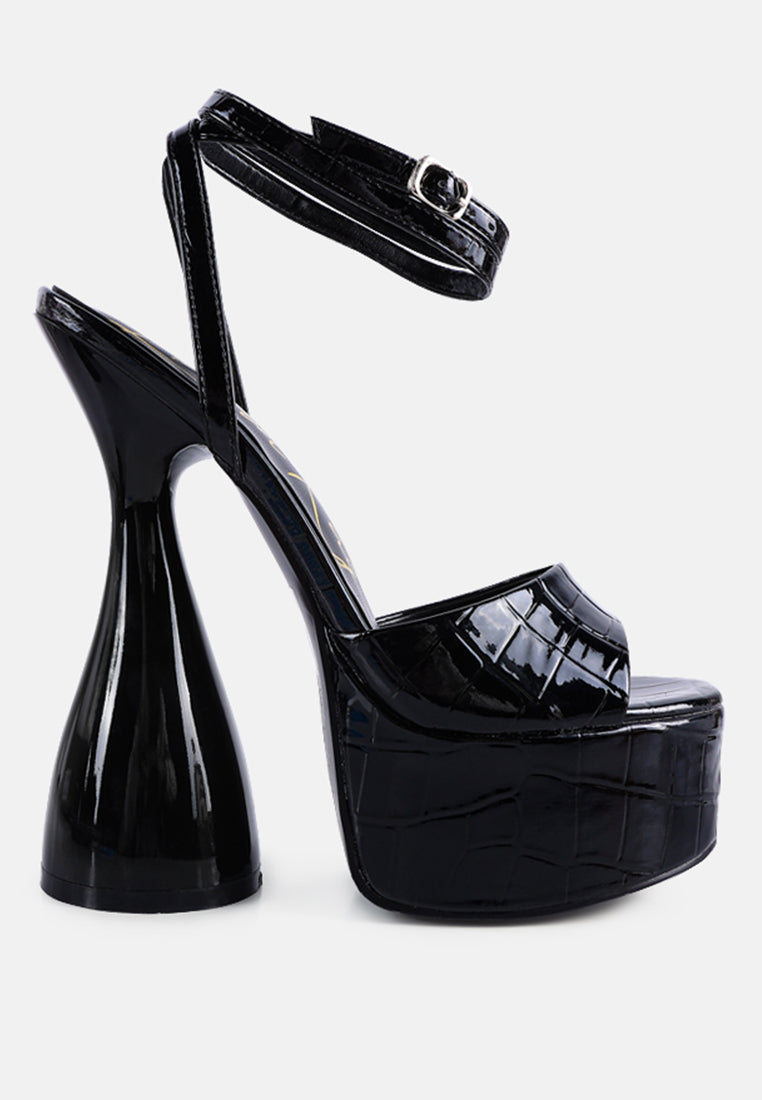 Drop Dead Patent Croc Ultra High Platform Sandals-0