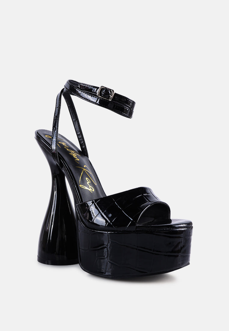 Drop Dead Patent Croc Ultra High Platform Sandals-1