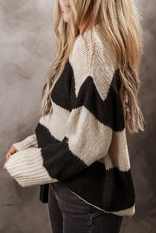 Color Block Round Neck Sweater