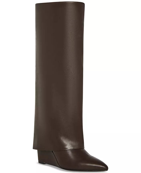 Evander Fold-Over Cuffed Knee High Wedge Dress Boots