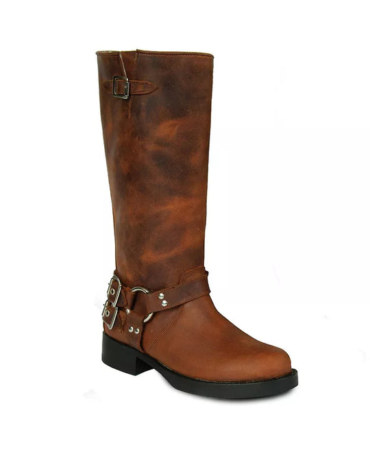 Tall Biker Distressed Boots by