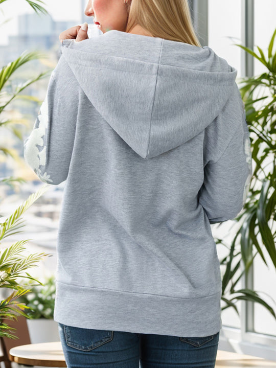 Half Zip Drawstring Hoodie with Pocket