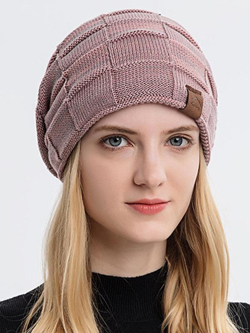 Women'S Solid Color Braided Beanie Hat, Casual Warm Thickened Knit Hat for Fall & Winter, Fashion Accessories for Women & Girls