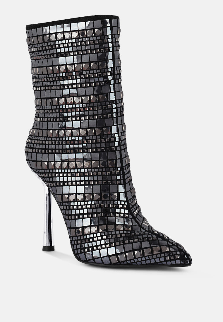 Extravagance Mirror Embellished Stiletto Boots-1