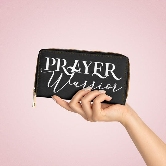 Womens Wallet, Zip Purse, Black & White Prayer Warrior