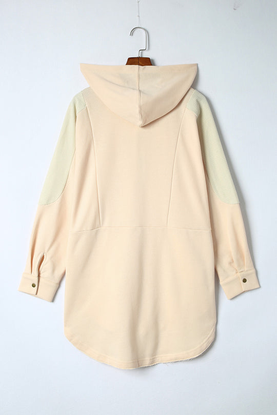 Long Sleeve Buttoned Hoodie with Pockets