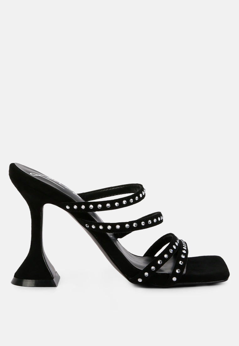 Face Me Studded Spool Heel Multi Strap Sandals-5