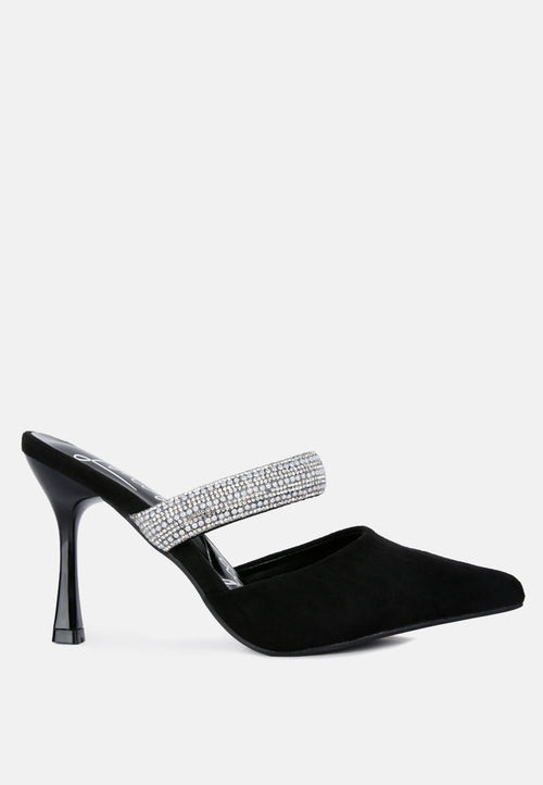 fauci diamante strap heeled mules