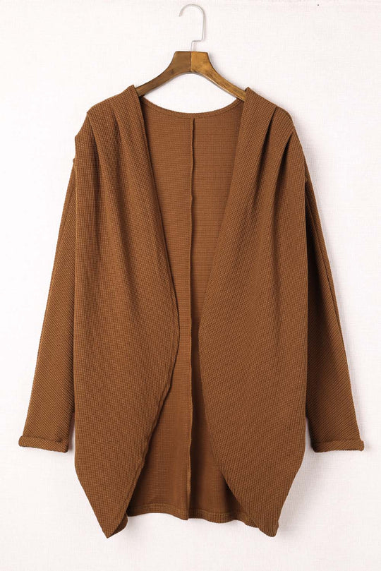 Pleated Detail Open Front Longline Cardigan