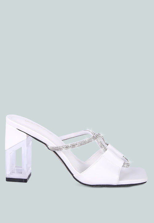 fineapple rhinestone embellished clear sandals