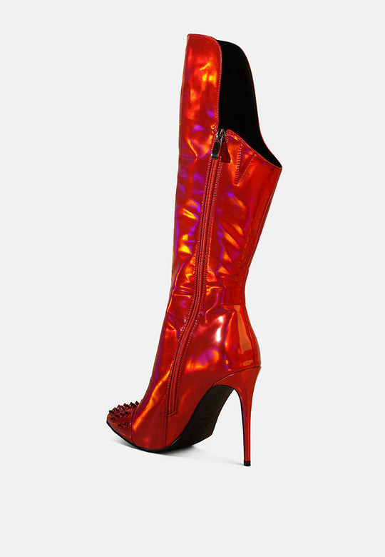 Forbidden Stud Stiletto Calf Boots-2