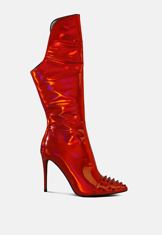 Forbidden Stud Stiletto Calf Boots-0