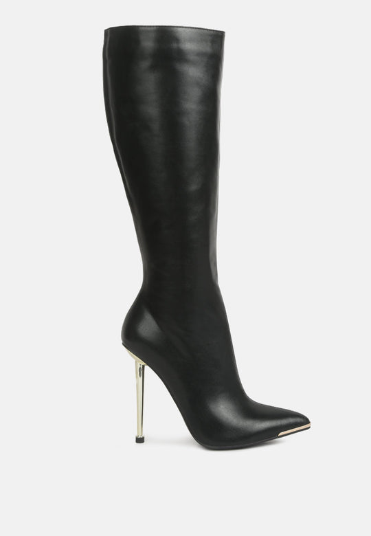 Hale Faux Leather Pointed Heel Calf Boots-6