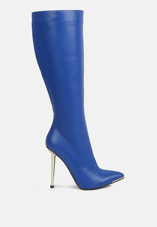 Hale Faux Leather Pointed Heel Calf Boots-5