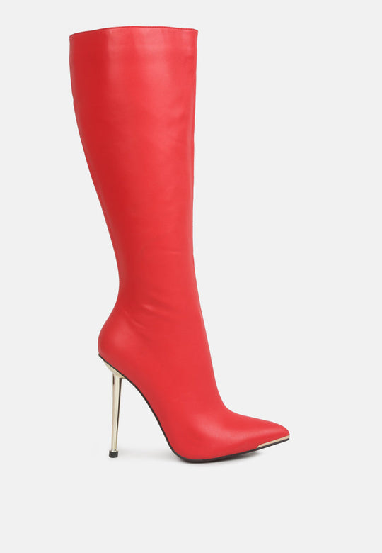Hale Faux Leather Pointed Heel Calf Boots-0