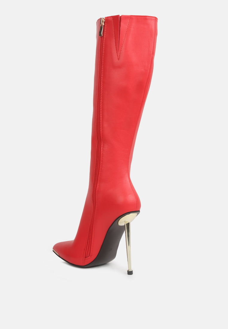Hale Faux Leather Pointed Heel Calf Boots-3