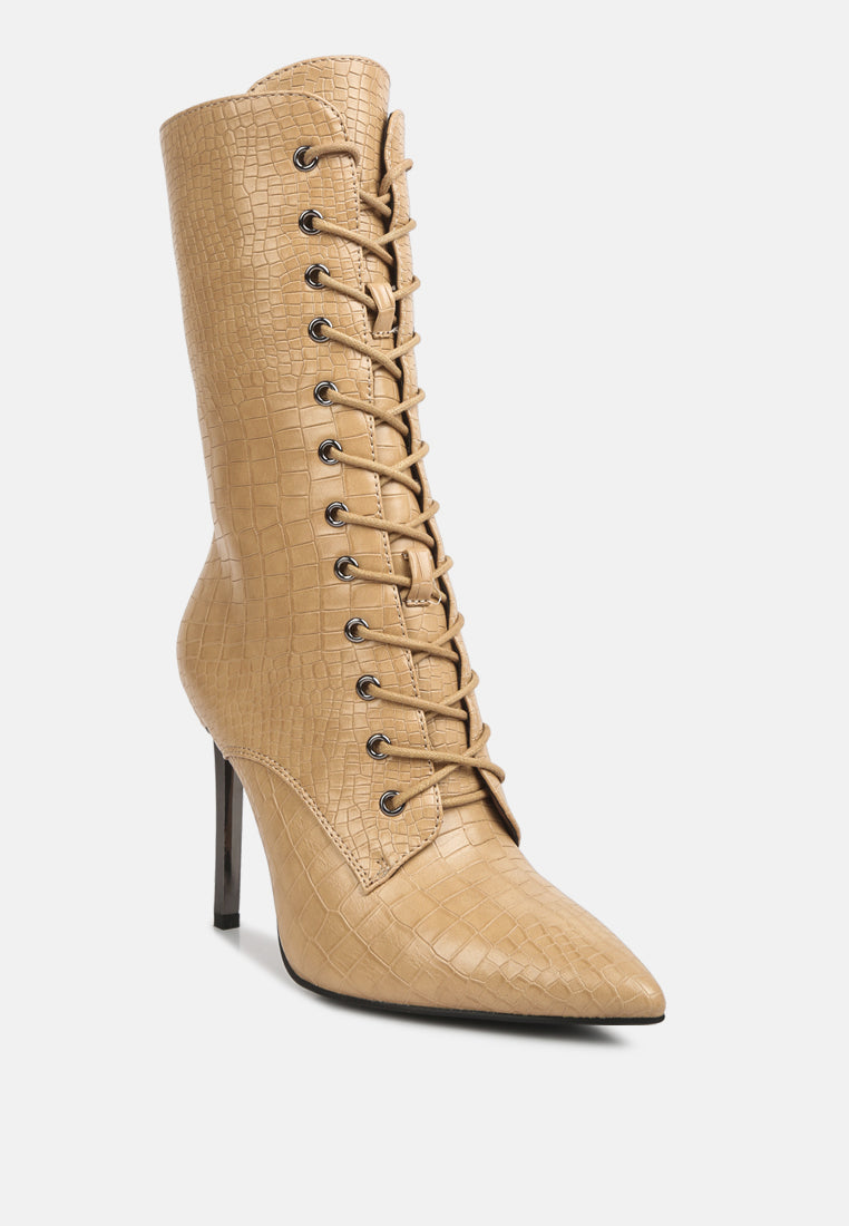 Knocturn Croc Textured Over The Ankle Boots-1