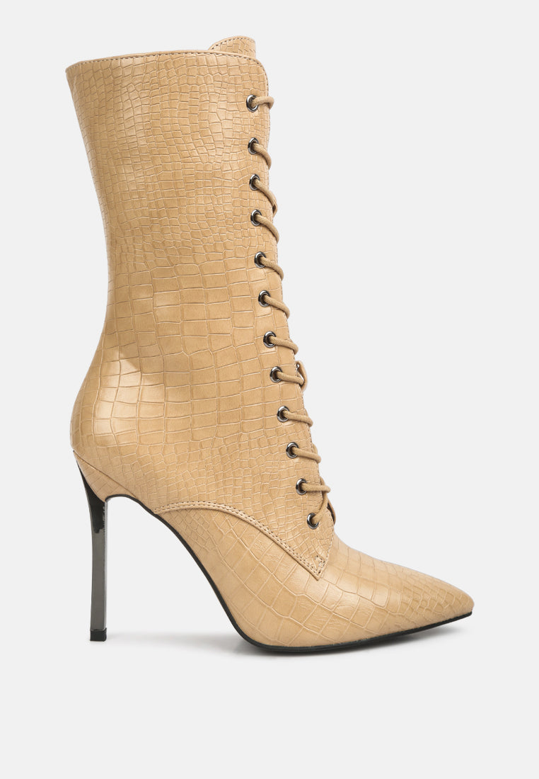 Knocturn Croc Textured Over The Ankle Boots-0