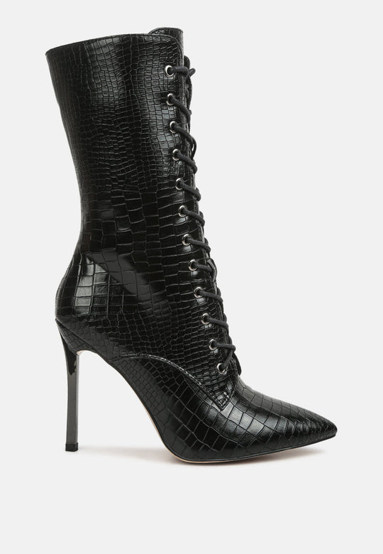 Knocturn Croc Textured Over The Ankle Boots-6