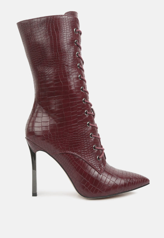 Knocturn Croc Textured Over The Ankle Boots-5