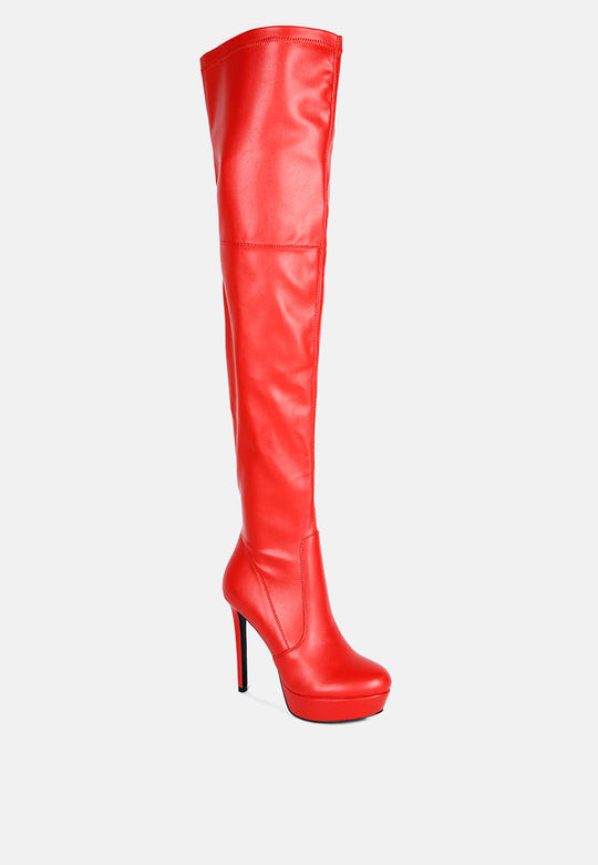 Marvelettes Faux Leather High Heeled Long Boots-1