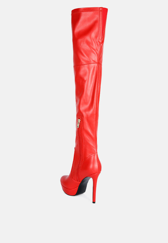 Marvelettes Faux Leather High Heeled Long Boots-2