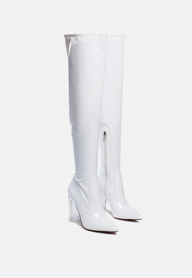 Noire Thigh High Long Boots In Patent Pu-2