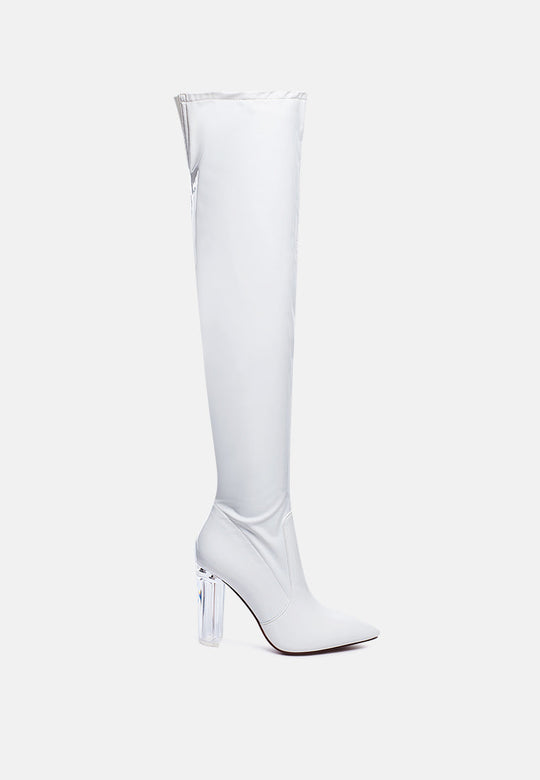 Noire Thigh High Long Boots In Patent Pu-0