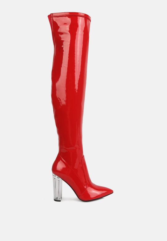 Noire Thigh High Long Boots In Patent Pu-6