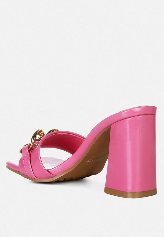 Playdoll Block Heel Sandal With Metal Chain Detail-2