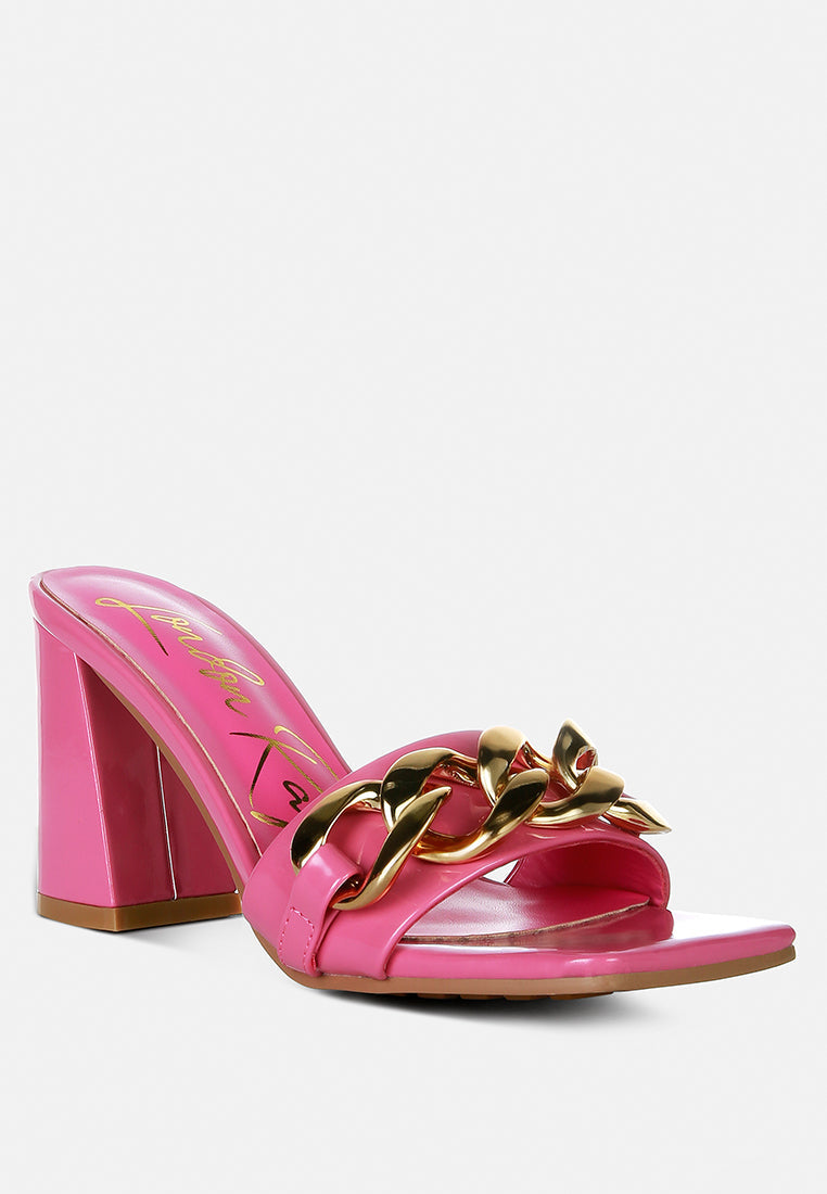 Playdoll Block Heel Sandal With Metal Chain Detail-1