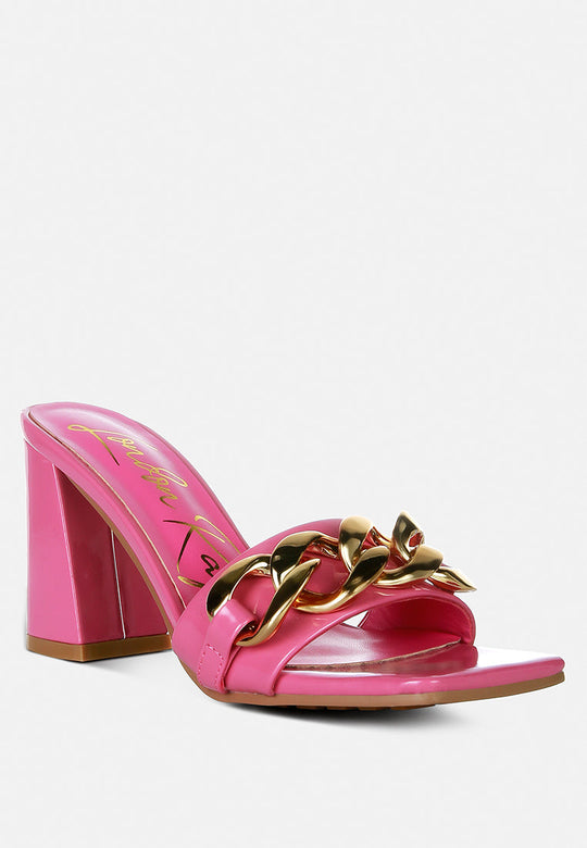 Playdoll Block Heel Sandal With Metal Chain Detail-1