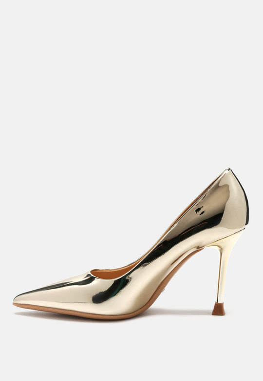 Poudre Metallic Patent Faux Leather Pumps-2