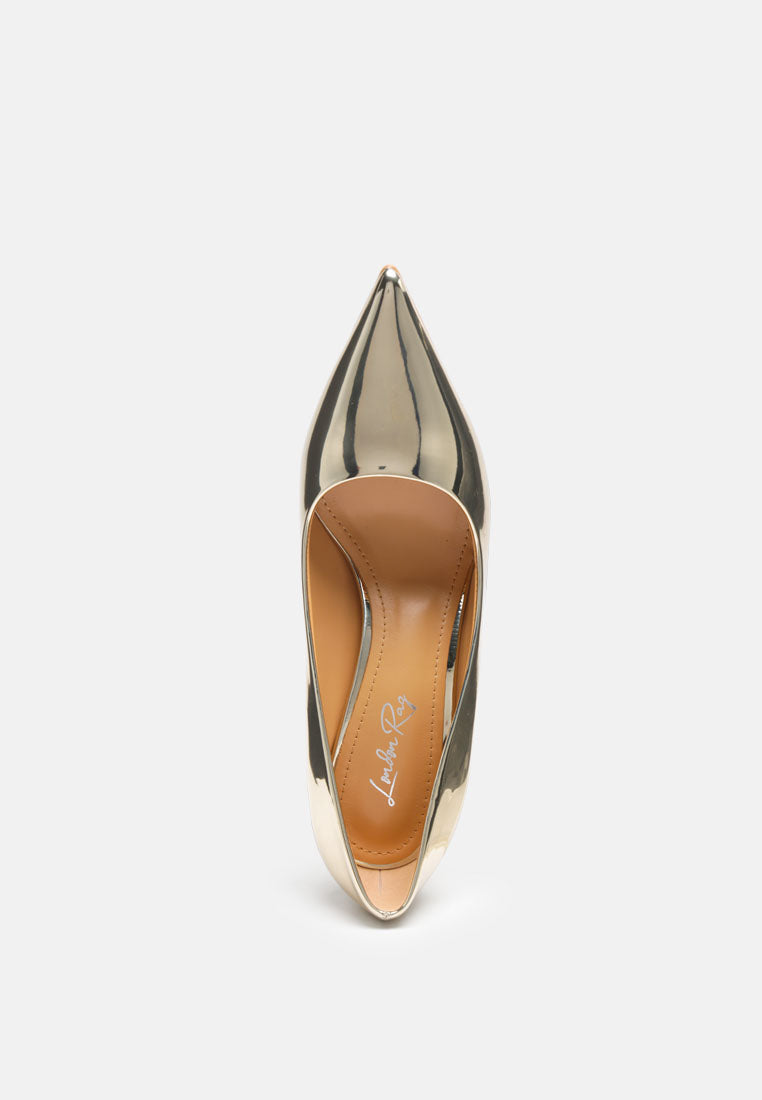 Poudre Metallic Patent Faux Leather Pumps-3