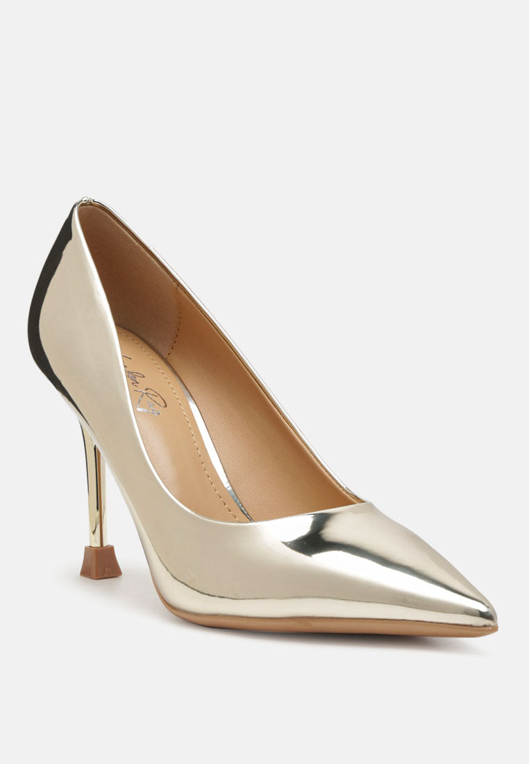 Poudre Metallic Patent Faux Leather Pumps-1