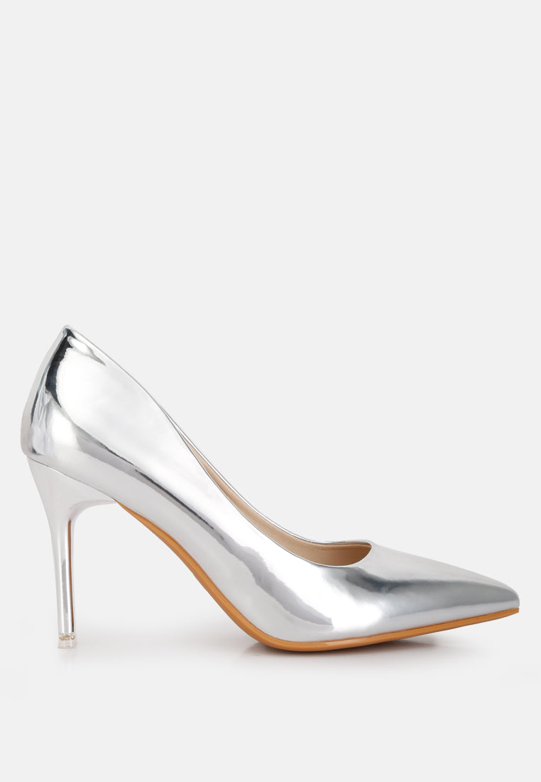 Poudre Metallic Patent Faux Leather Pumps-5