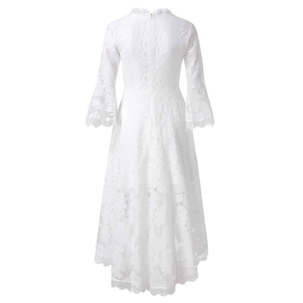 Lace white dress Summer Beach Dress Flare Fancy Dress