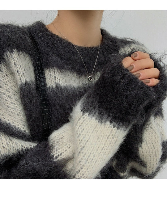 Mohair Striped Oversized Sweater