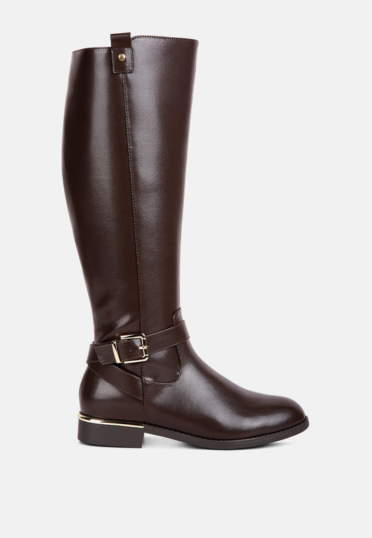 Renny Buckle Strap Embellished Calf Boots-5