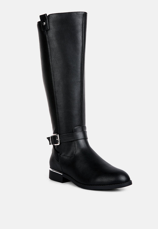 Renny Buckle Strap Embellished Calf Boots-2