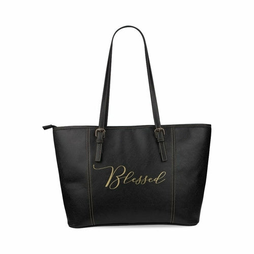 Large Leather Tote Shoulder Bag - Blessed Illustration