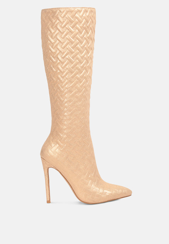 Tinkles Embossed High Heeled Calf Boots-5