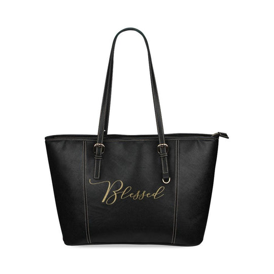 Large Leather Tote Shoulder Bag - Blessed Illustration