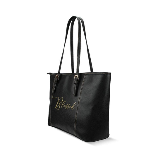 Large Leather Tote Shoulder Bag - Blessed Illustration