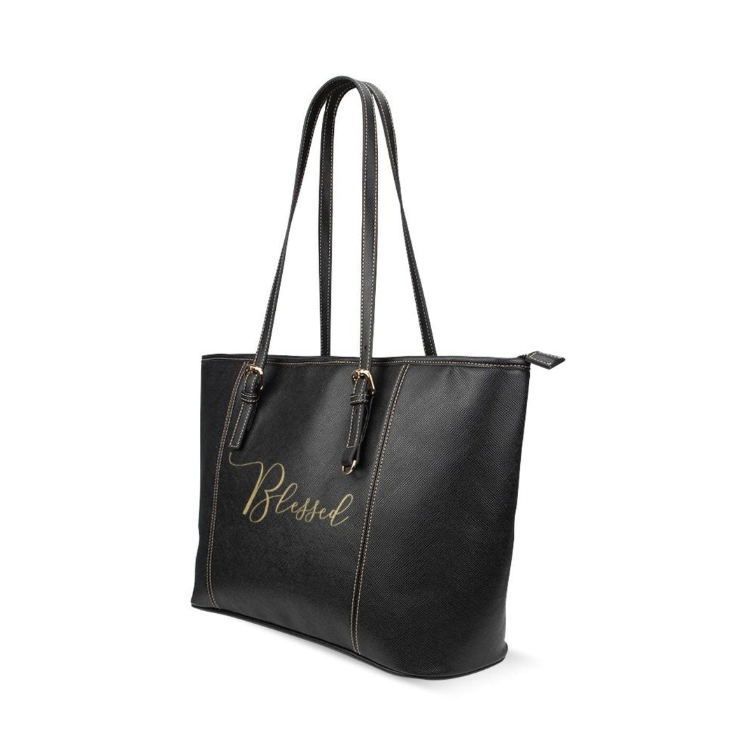 Large Leather Tote Shoulder Bag - Blessed Illustration