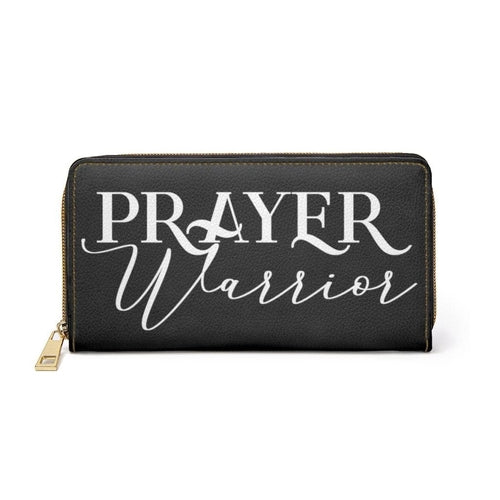 Womens Wallet, Zip Purse, Black & White Prayer Warrior